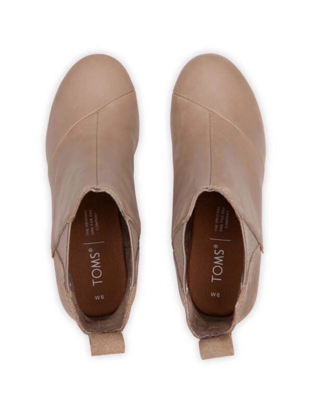 NEW TOMS Kelsey Booties Ankle Wedge Boots Taupe Grey Leather Suede Size 9 - Picture 2 of 13